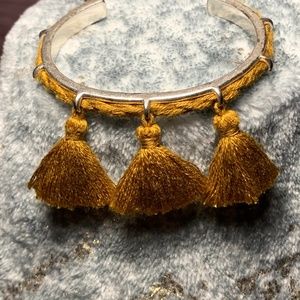 Madewell Tassle Cuff | Silver w/ Mustard Thread